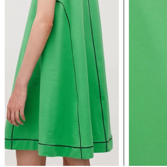 COS Mini Dress With Coverstitched Seams Apple Green Blokettecore Sz S Oversized - Picture 3 of 13
